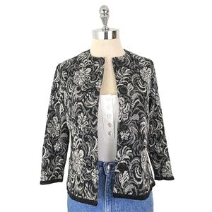 vintage 60s cropped floral jacquard cardigan
